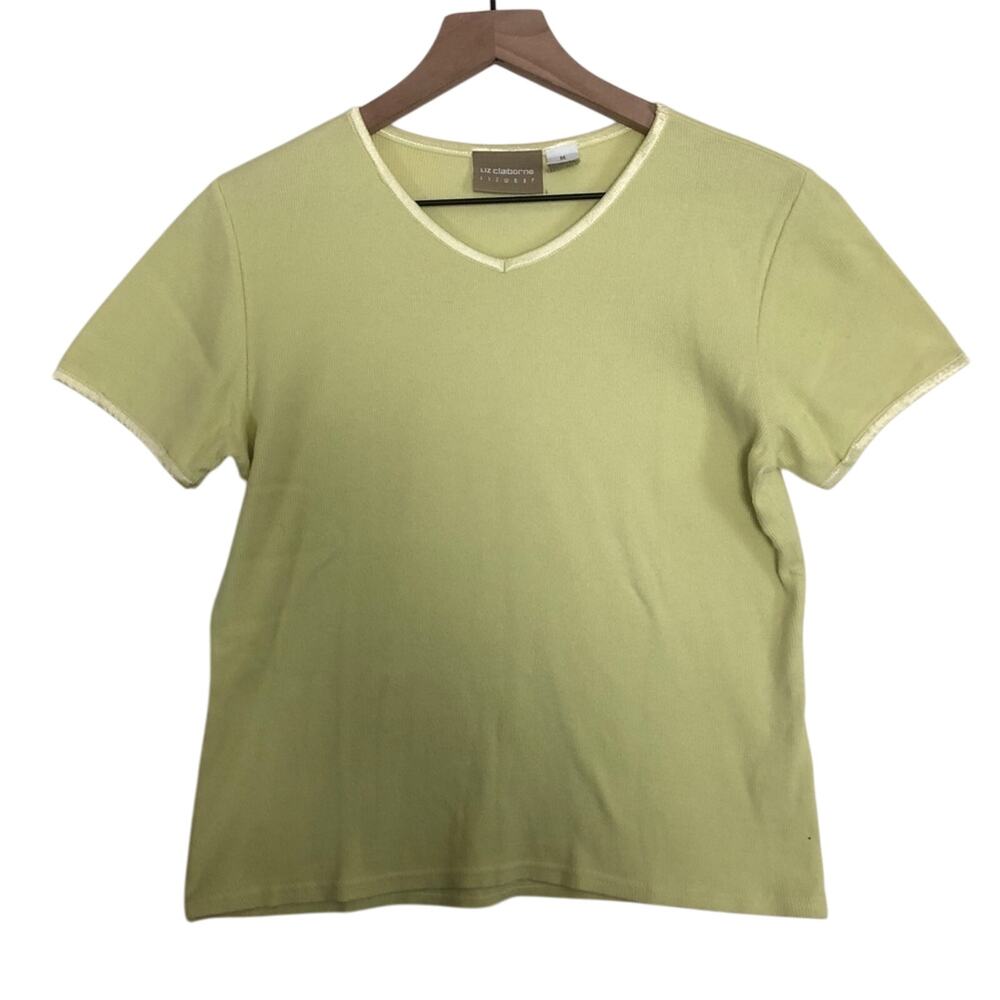 Liz Claiborne Lime Green Short Sleeve V-Neck Tee